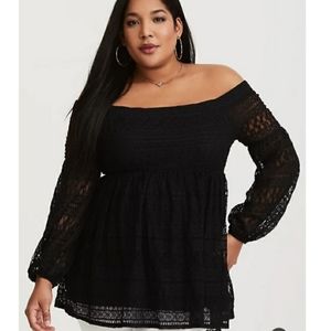 Torrid off the shoulder lace top